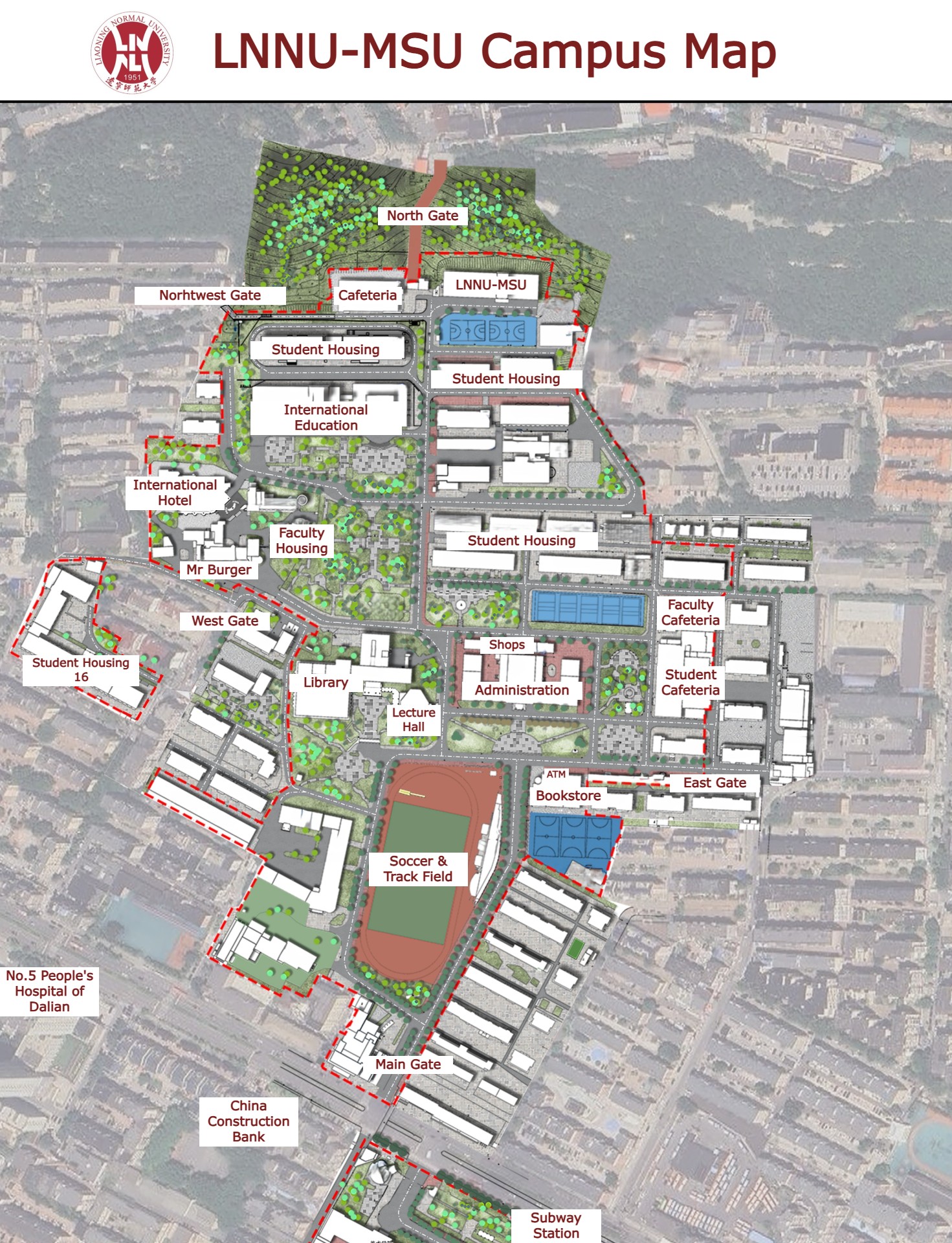 Campus map featuring campus locations